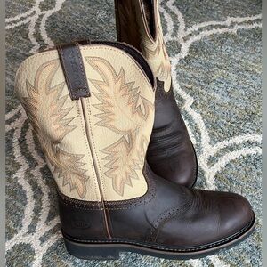 Justin Work (Western) Boots Brown Leather Patch